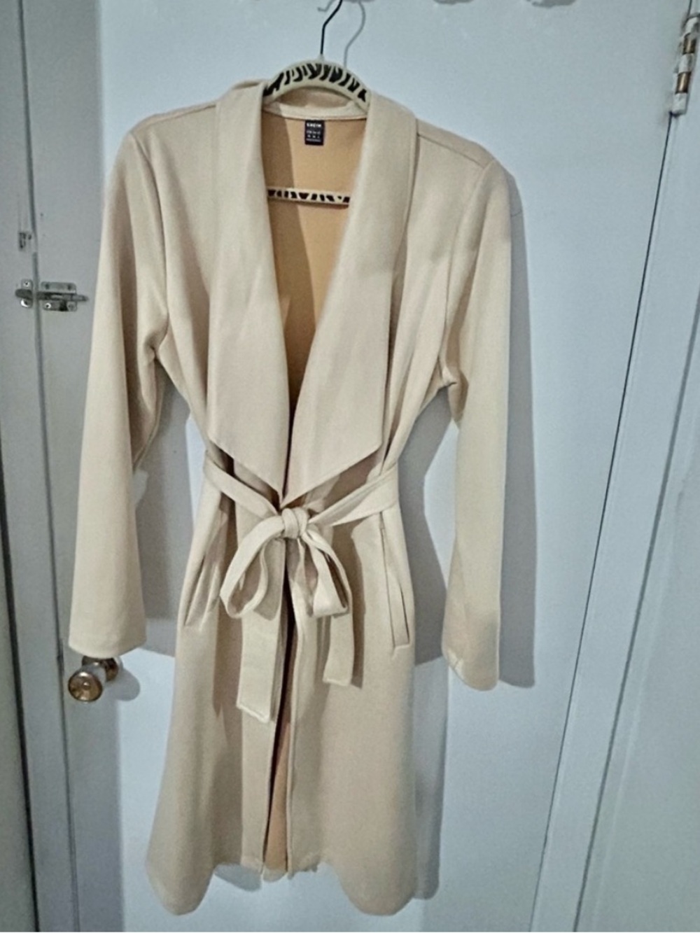 Cream Belted Long Trench Coat